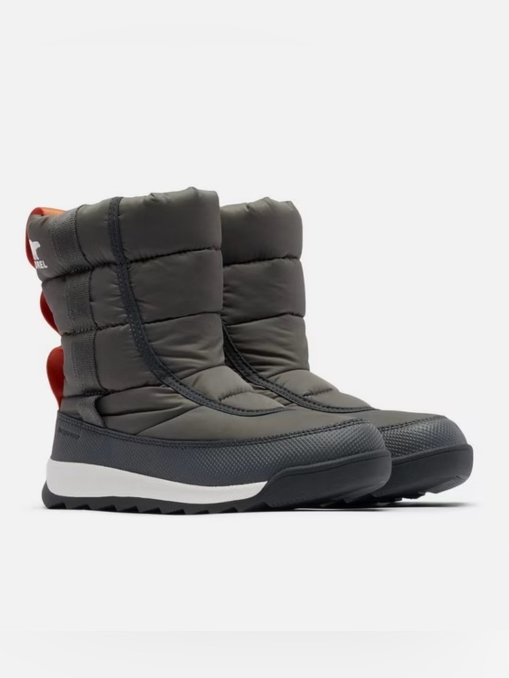 Sorel Kids Whitney II Puffy Mid Boot Gray/Orange waterproof Size 11